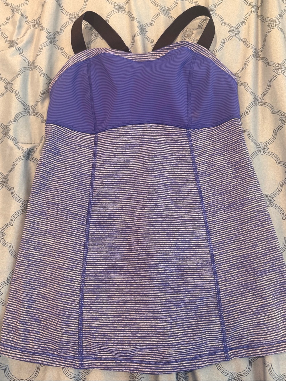 Lululemon Power Y Tank Purple Striped Built-In Bra Size 6